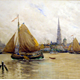 Sailing Barges, Antwerp by Thérèse Lessore (1884-1945) - Watercolour on paper - 38.4 x 58.6 cm - 1977.938 - © McLean Museum and Art Gallery, Greenock