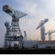 Cranes at Cartburn Shipyard 1987 - Colour transparency by George A. Woods - 2005.8.35 - © McLean Museum and Art Gallery, Greenock