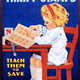 'Buy Thrift Stamps - Teach Them to Save' - poster issued by the National War-Savings Committee (Canada) in 1918 - 1996.100.263 - © McLean Museum and Art Gallery, Greenock