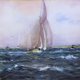 Watercolour painting on paper entitled 'Under Sole Sail' by Patrick Downie (1854-1945) - 46.5 x 57 cm - 1984.20 - © McLean Museum and Art Gallery, Greenock