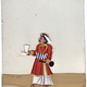 A man, a domestic servant or possibly a doctor, bearing a cup and flask - 19th century Indian gouache painting on mica - 1976.25.11 -  © McLean Museum and Art Gallery, Greenock