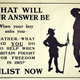 First World War recruitment poster 'What will your answer be?', published by the Parliamentary Recruiting Committee in 1915. - 1996.100.197 ©McLean Museum and Art Gallery, Greenock.